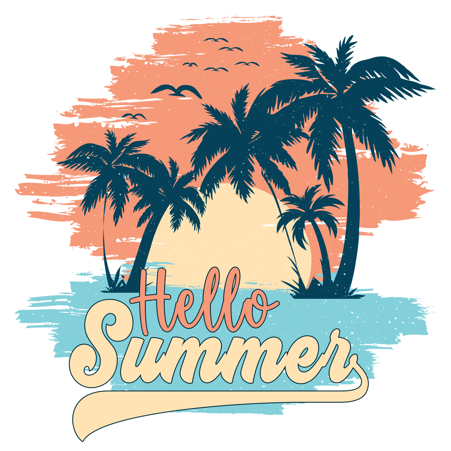 Hello Summer Palm Tree Logo