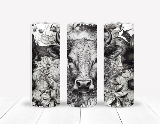 Bull With Flowers Tumbler