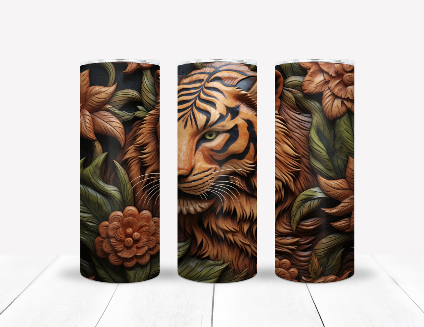 Tiger Tooled Leather Tumbler