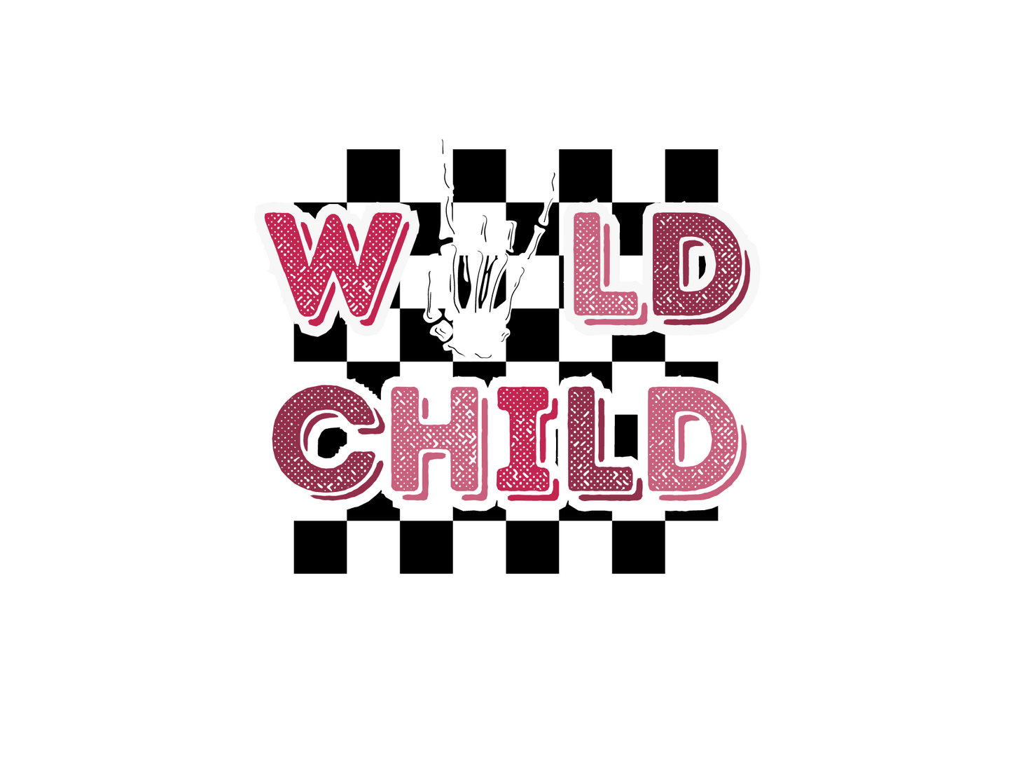 Wild Child In Pink Checkered Logo