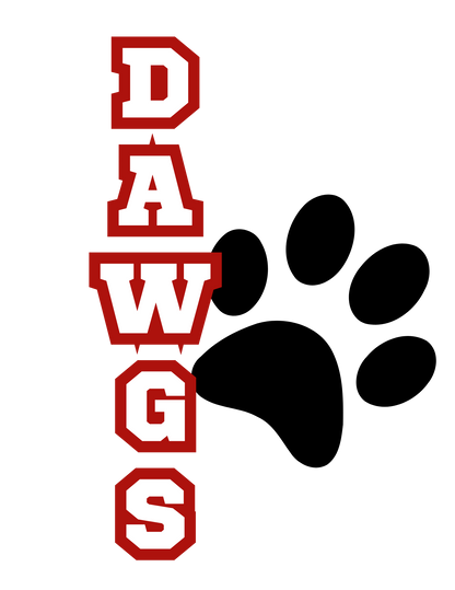 Vertical Dawgs And Paw Print