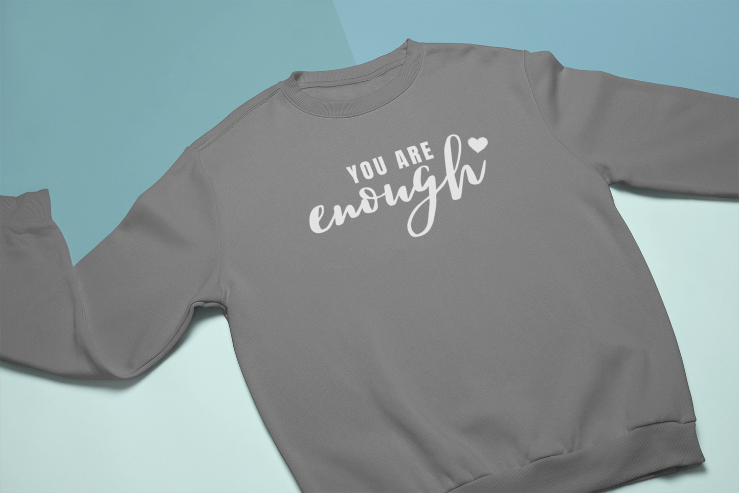 You Are Enough White Logo With Sleeve Logo Tee