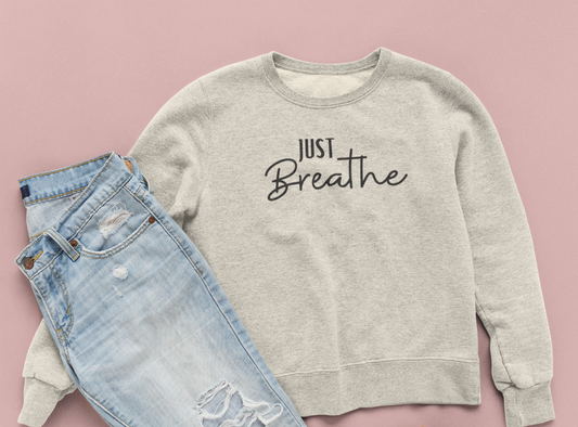 Just Breathe Black Logo Tee With Sleeve Logo