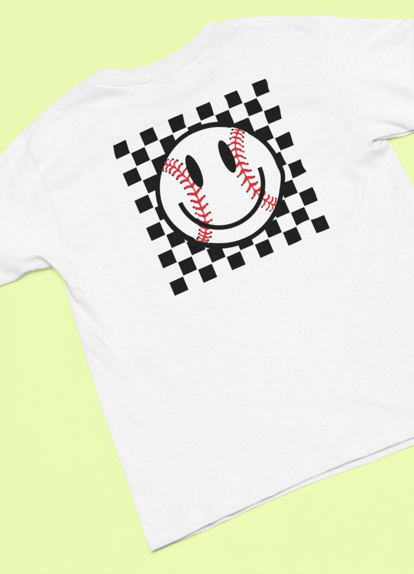 Checkered Baseball Retro Smiley Logo