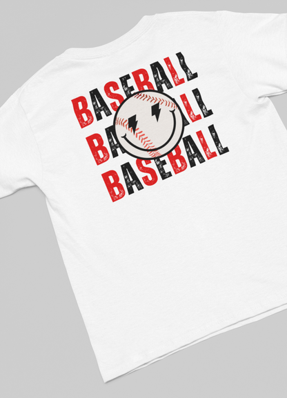 Red & Black Baseball Retro Smiley Logo