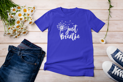 Just Breathe White Logo Tee