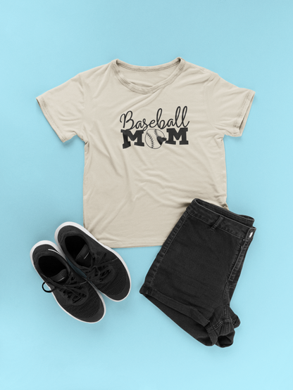 Baseball Mom Black Logo & Ball Tee