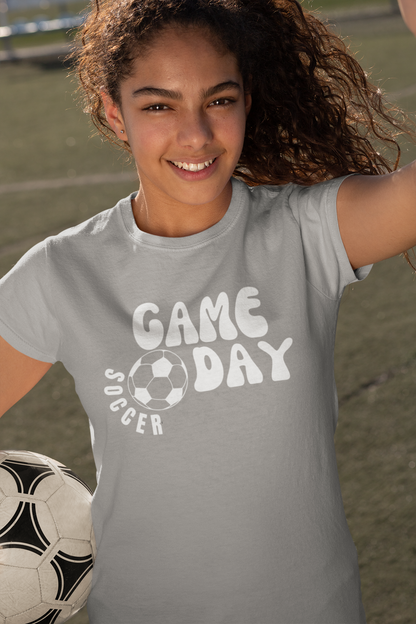 Soccer Game Day White Logo Tee