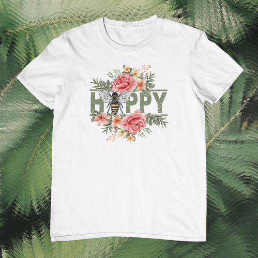 Bee Happy Floral Green Logo