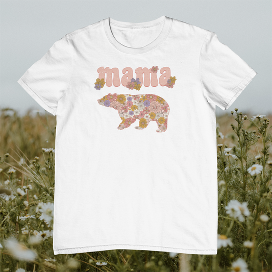 MaMa Bear Floral Distressed Logo