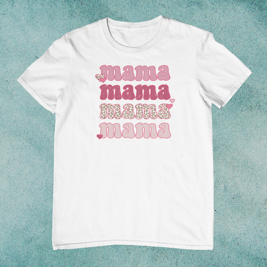 MaMa Stacked Distressed Pink Logo